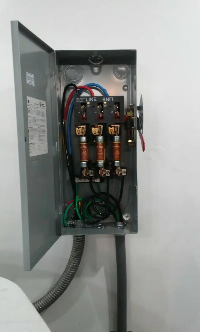 Three-phase disconnect switch installed for Smoke Detector Installation in Seal Beach